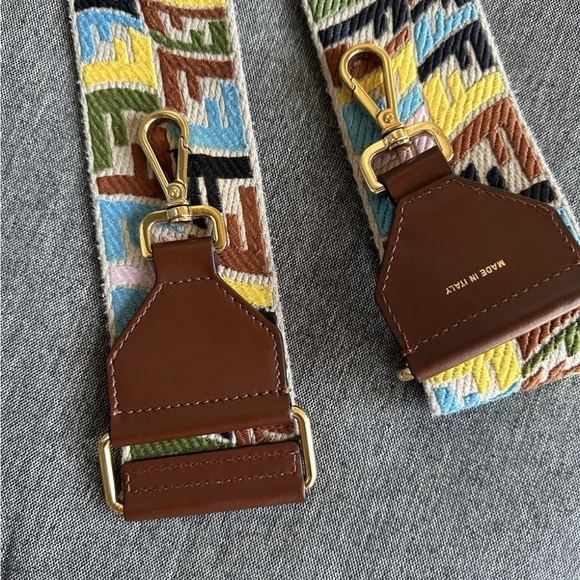 Fendi Multicolor Embroidered Belt with Brown Leather - Picture 4 of 4